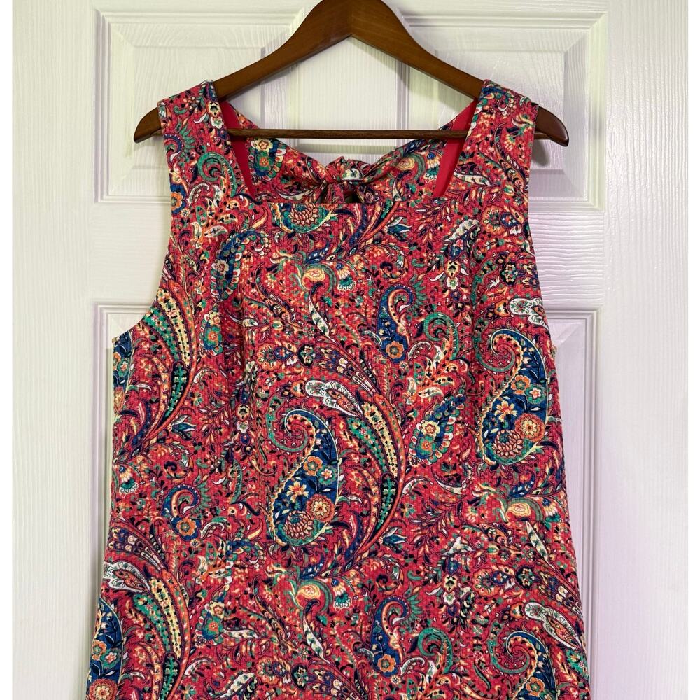 Talbots Women's Paisley Cut Out Tie Back Sleeveless Dress Size 16 - Picture 2 of 13